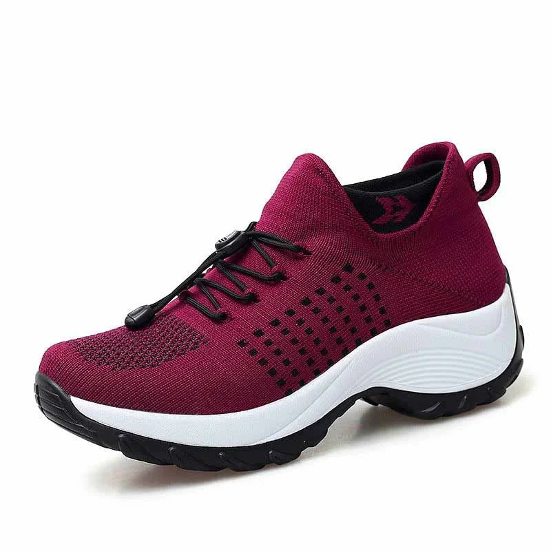Women's Walking Sneakers Breathable Mesh Slip-On Platform Sock Trainers