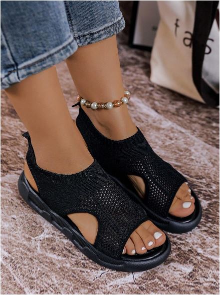 Sandalias ortopédicas de plataforma para mujer con punta abierta, tejido transpirable, calzado cómodo para caminar sin cordones