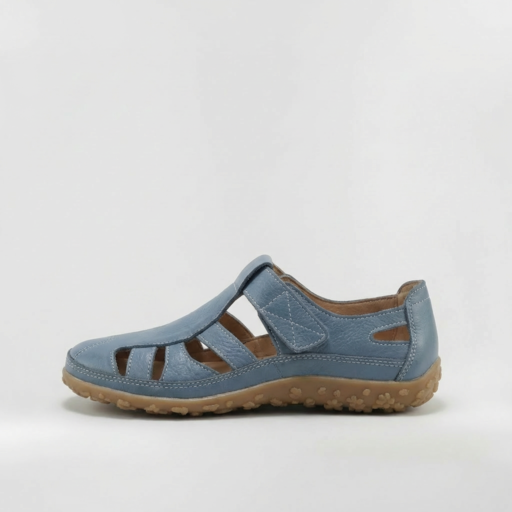 Sandales à bout fermé pour femmes, à brides, en cuir respirant, chaussures de marche avec semelle confortable