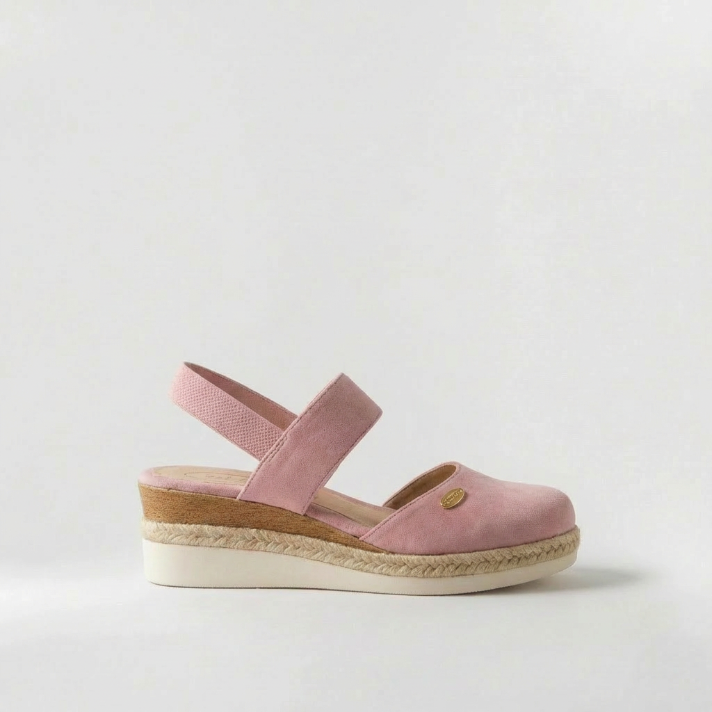 Sandales compensées espadrilles pour femmes, décontractées, en lin, avec bride arrière élastique