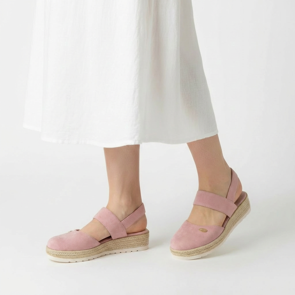 Sandales compensées espadrilles pour femmes, décontractées, en lin, avec bride arrière élastique