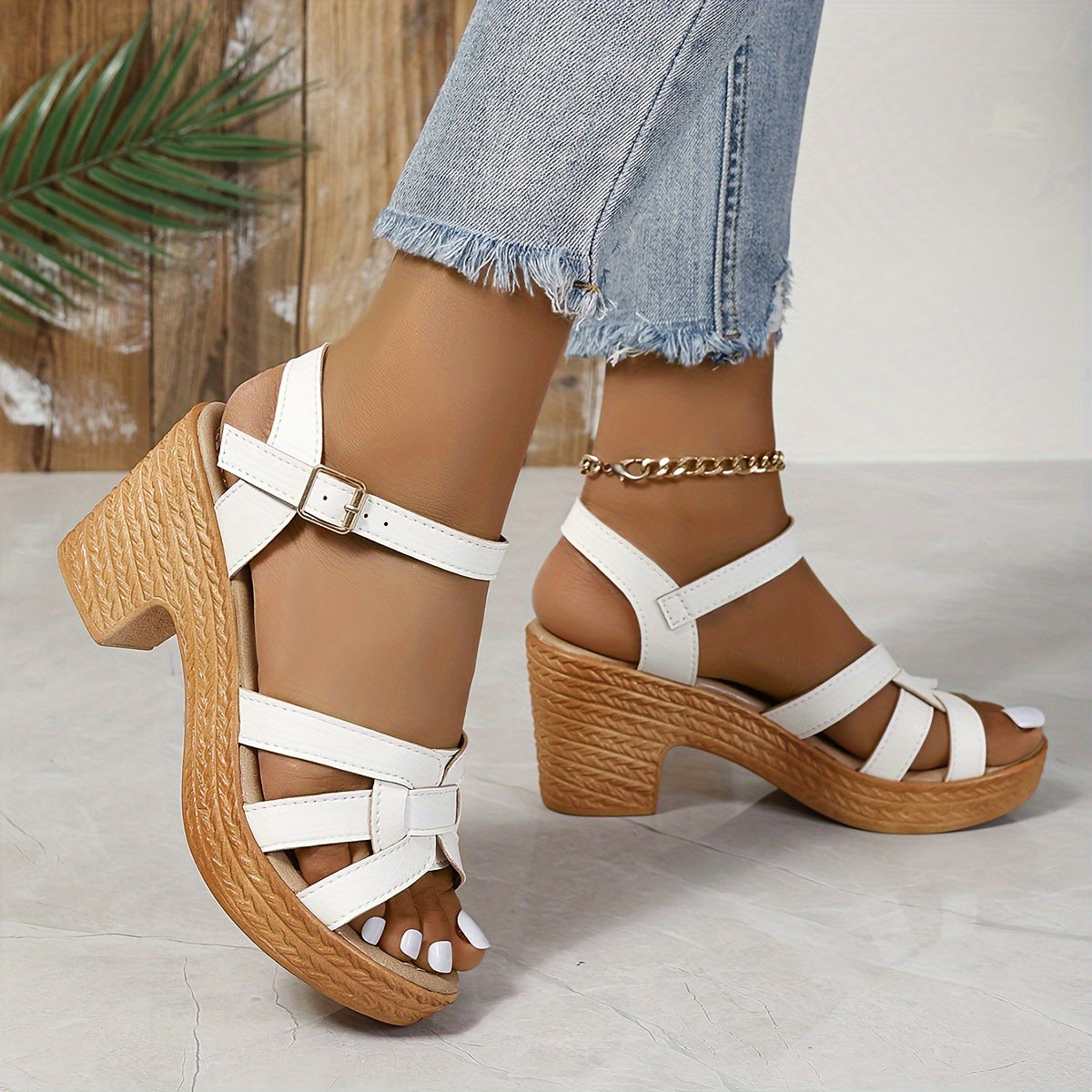 Women's Wedge Sandals Open Toe Strappy Hook and Loop Cushioned Walking Shoes