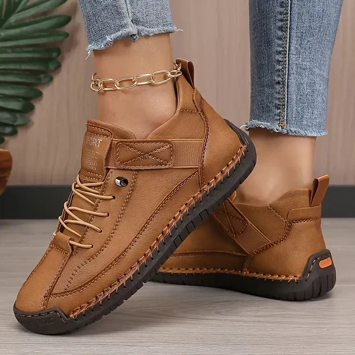 Zapatillas deportivas ortopédicas de plataforma para mujer – cierre con cordones, ribete de suela cosido a mano