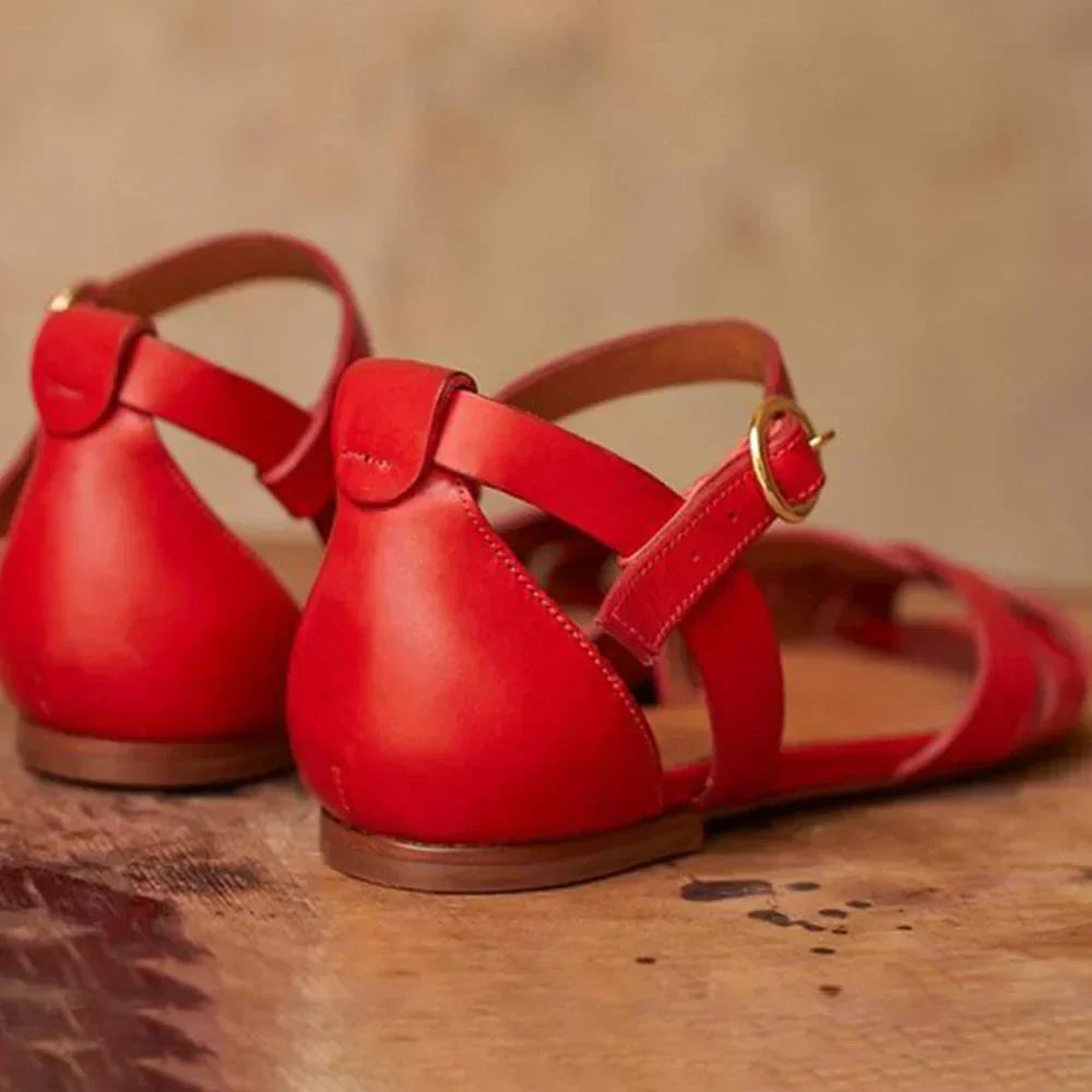 Sandalias para mujer planas con tiras y correa en el tobillo