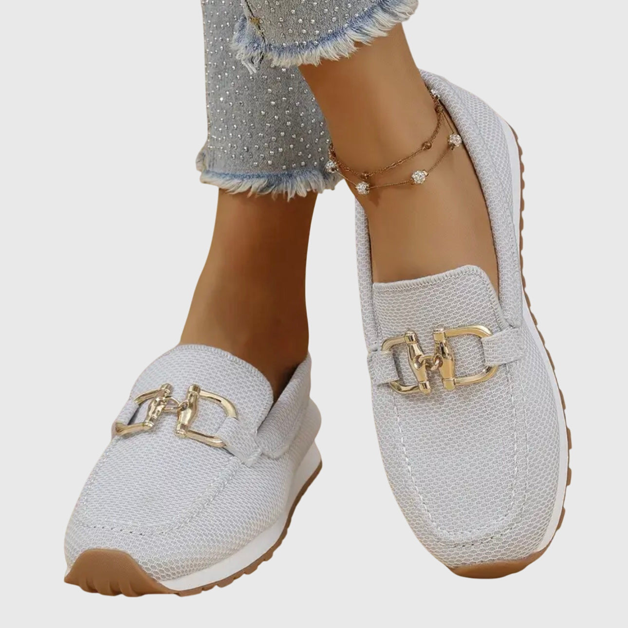Scarpe da passeggio da donna in mesh traspirante, mocassini ortopedici slip-on con morsetto a cavallo