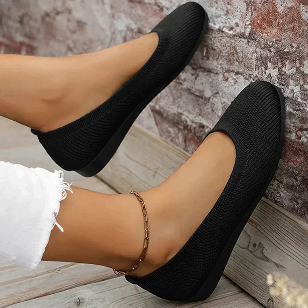 Ballerines à bout rond pour femmes en mesh avec design à enfiler et semelle en caoutchouc