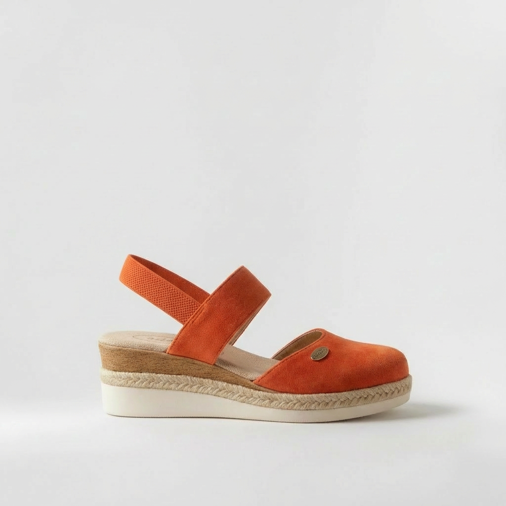 Sandales compensées espadrilles pour femmes, décontractées, en lin, avec bride arrière élastique