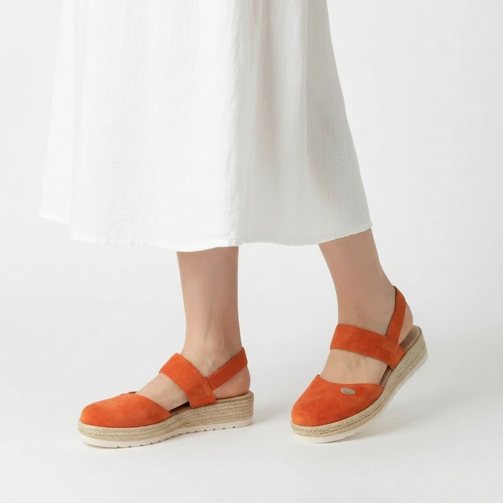 Sandales compensées espadrilles pour femmes, décontractées, en lin, avec bride arrière élastique