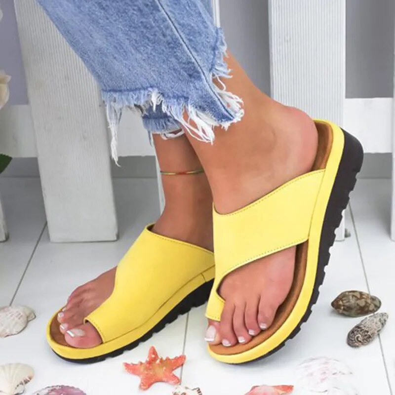 Women's Comfortable Leather Sandals Optimal Support Orthopedic Wedge Slippers