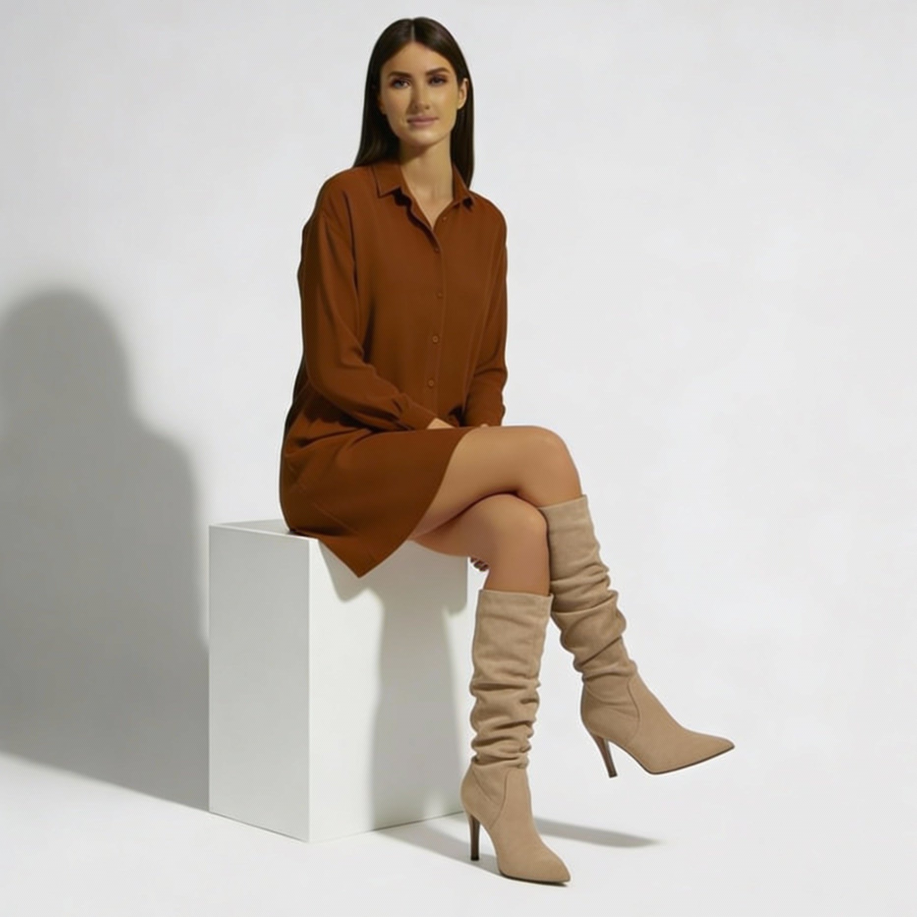 Bottes élégantes pour femmes en daim à talon aiguille – talon affinant, finition luxueuse