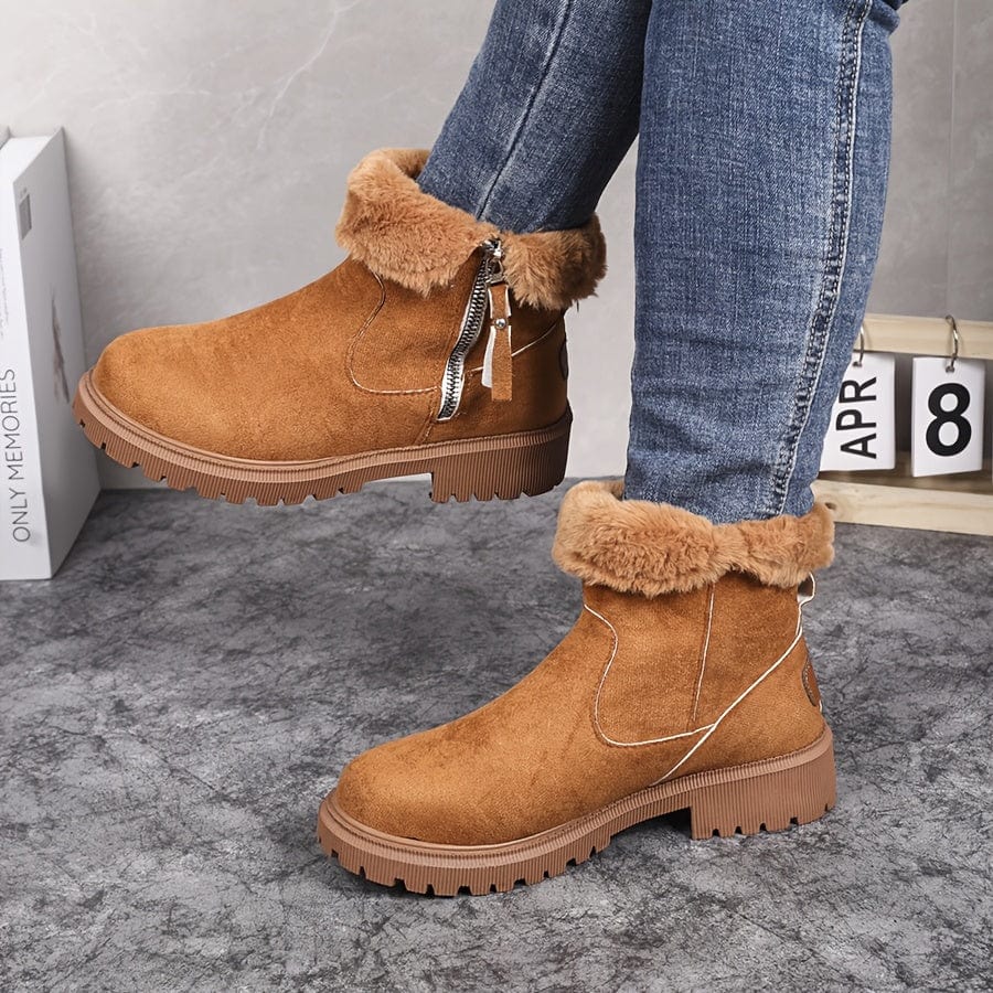 Women's Comfort Western Suede Ankle Boots – Plush Lining, Durable Tread Sole