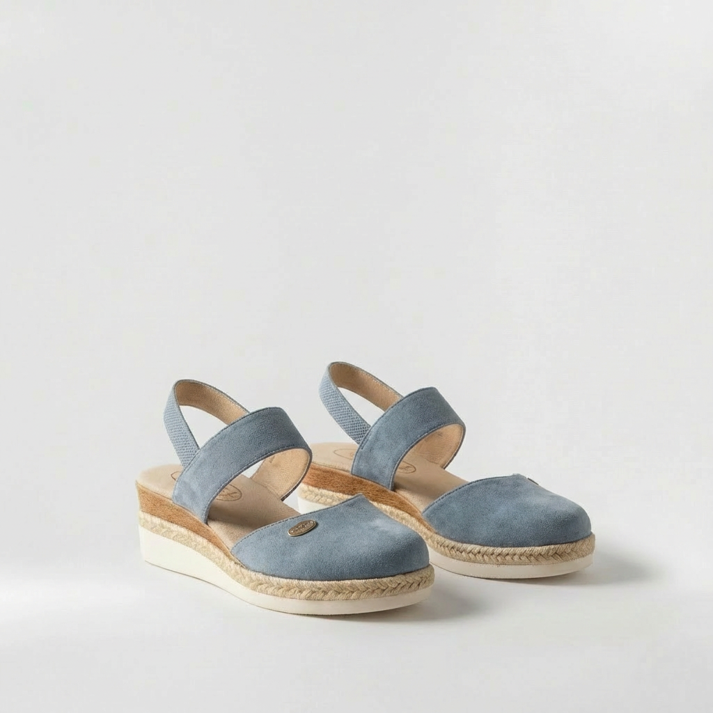 Dámské espadrilky na platformě s klínovým podpatkem z lnu a elastickým zadním páskem, vhodné pro volný čas