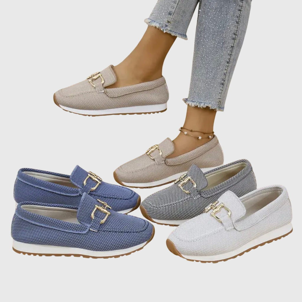 Scarpe da passeggio da donna in mesh traspirante, mocassini ortopedici slip-on con morsetto a cavallo