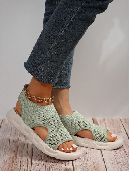 Sandalias ortopédicas de plataforma para mujer con punta abierta, tejido transpirable, calzado cómodo para caminar sin cordones