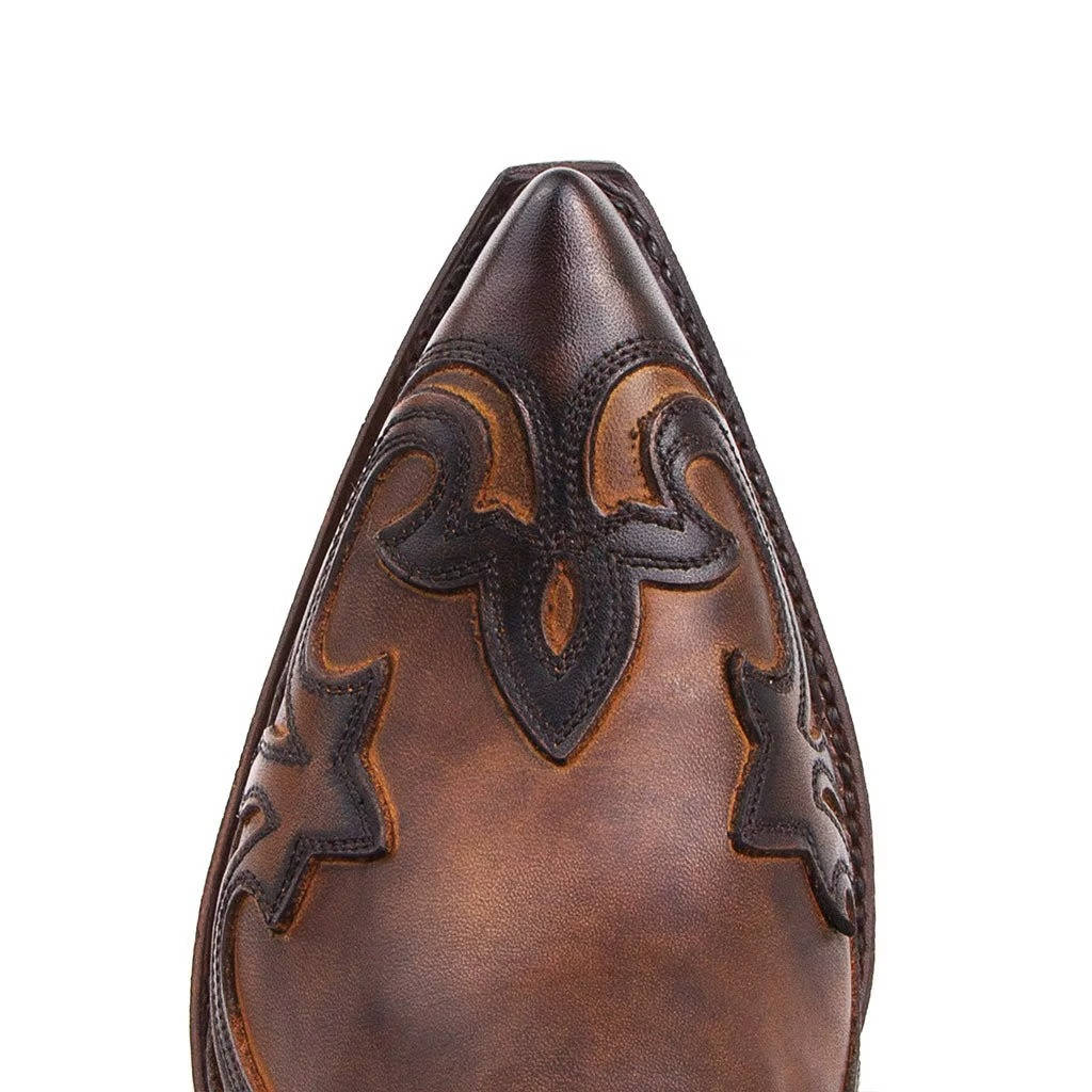 Bottes western cowboy à la cheville brodées, bout pointu en cuir, bottes unisexes