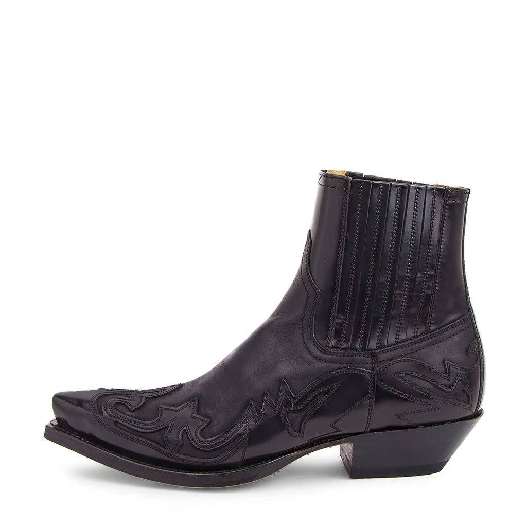 Bottes western cowboy à la cheville brodées, bout pointu en cuir, bottes unisexes