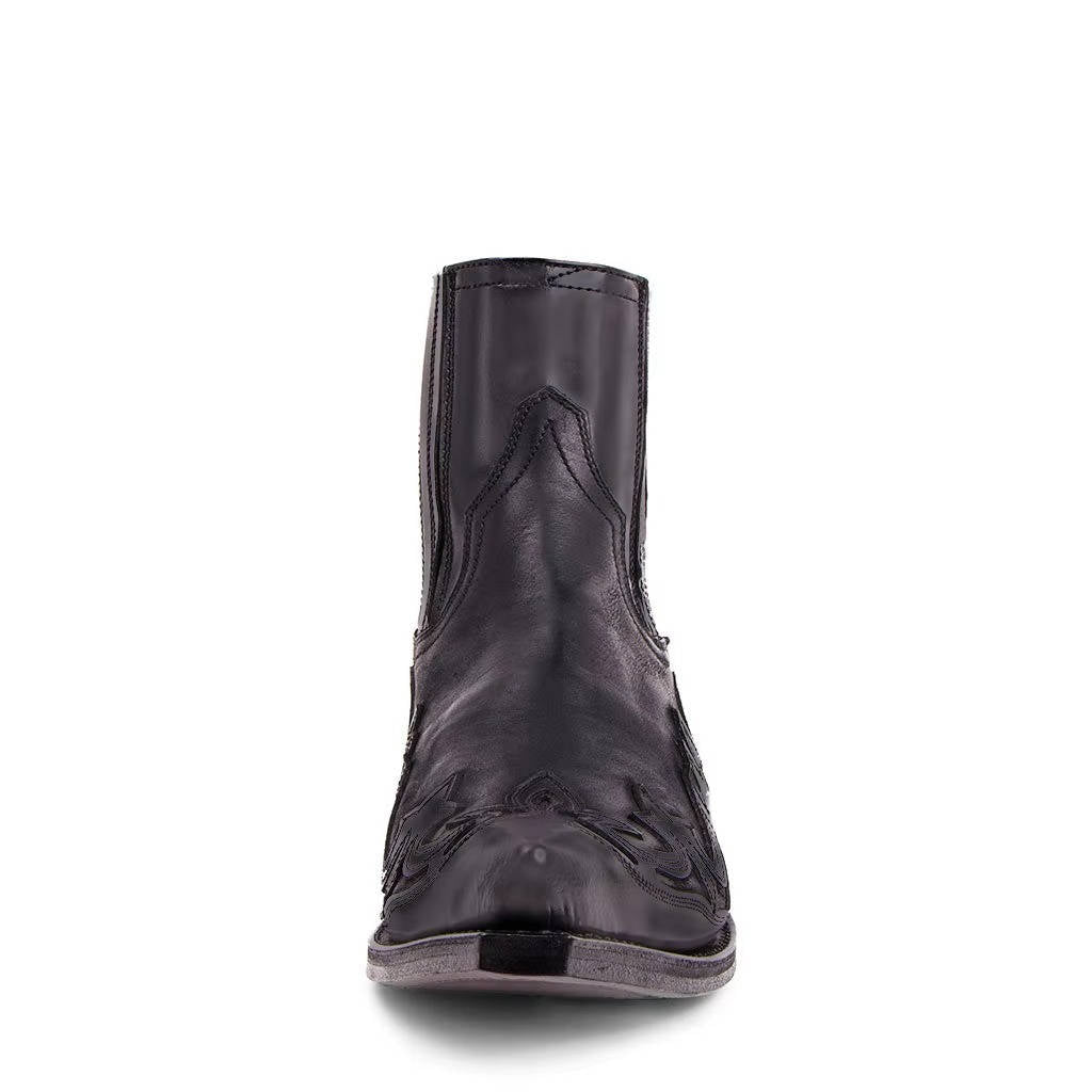 Bottes western cowboy à la cheville brodées, bout pointu en cuir, bottes unisexes