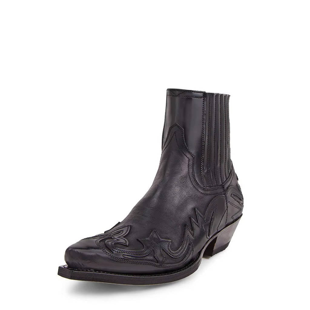 Bottes western cowboy à la cheville brodées, bout pointu en cuir, bottes unisexes