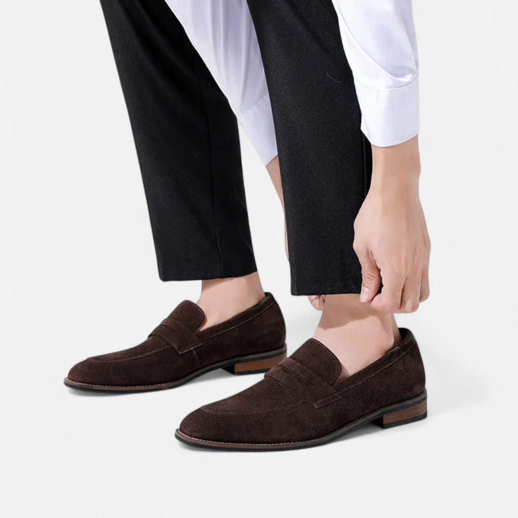 Komfortable penny-loafers til mænd i ægte læder - smidigt overlæder, slidstærk gummisål