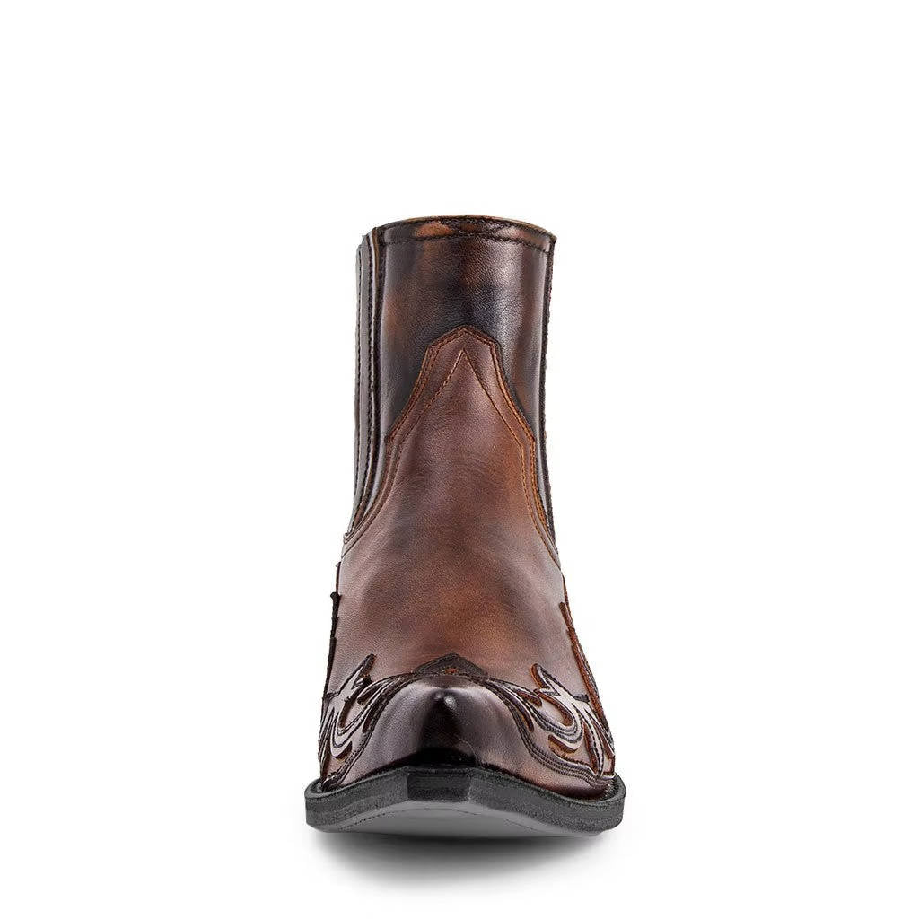 Bottes western cowboy à la cheville brodées, bout pointu en cuir, bottes unisexes