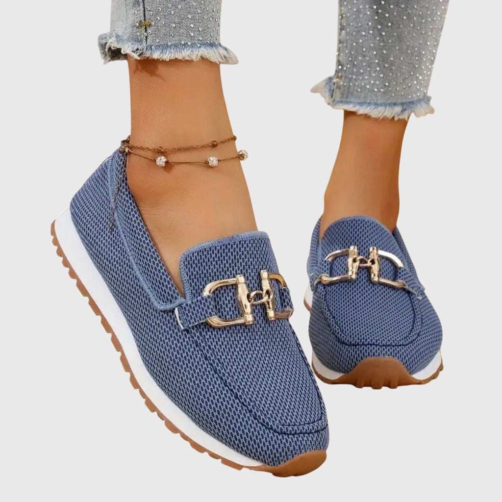 Scarpe da passeggio da donna in mesh traspirante, mocassini ortopedici slip-on con morsetto a cavallo