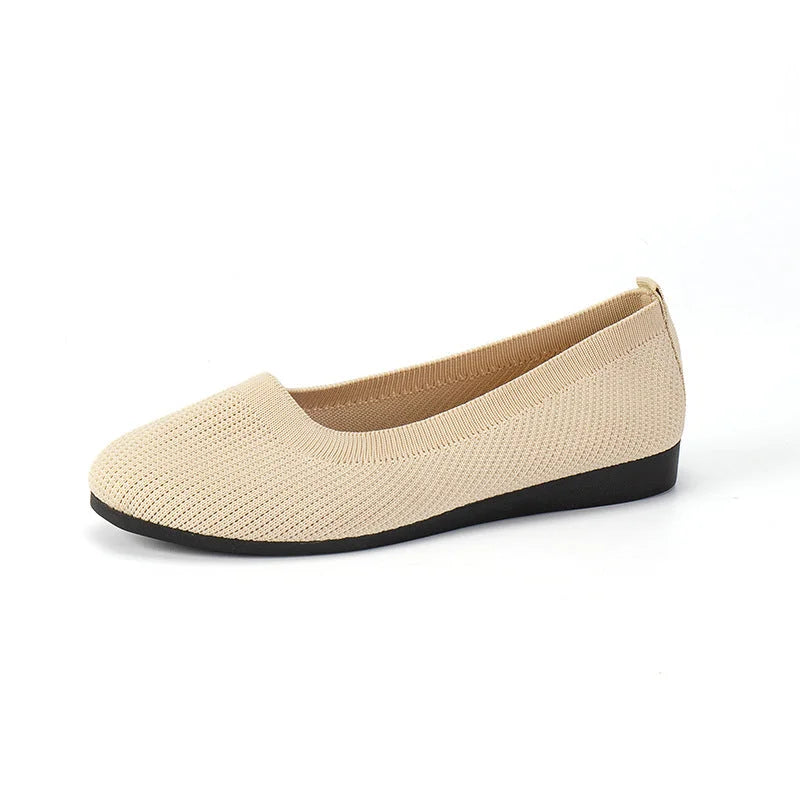Ballerines à bout rond pour femmes en mesh avec design à enfiler et semelle en caoutchouc