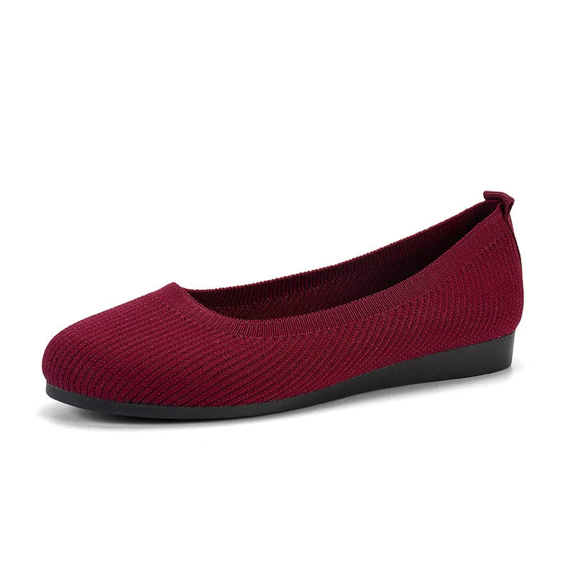 Ballerines à bout rond pour femmes en mesh avec design à enfiler et semelle en caoutchouc