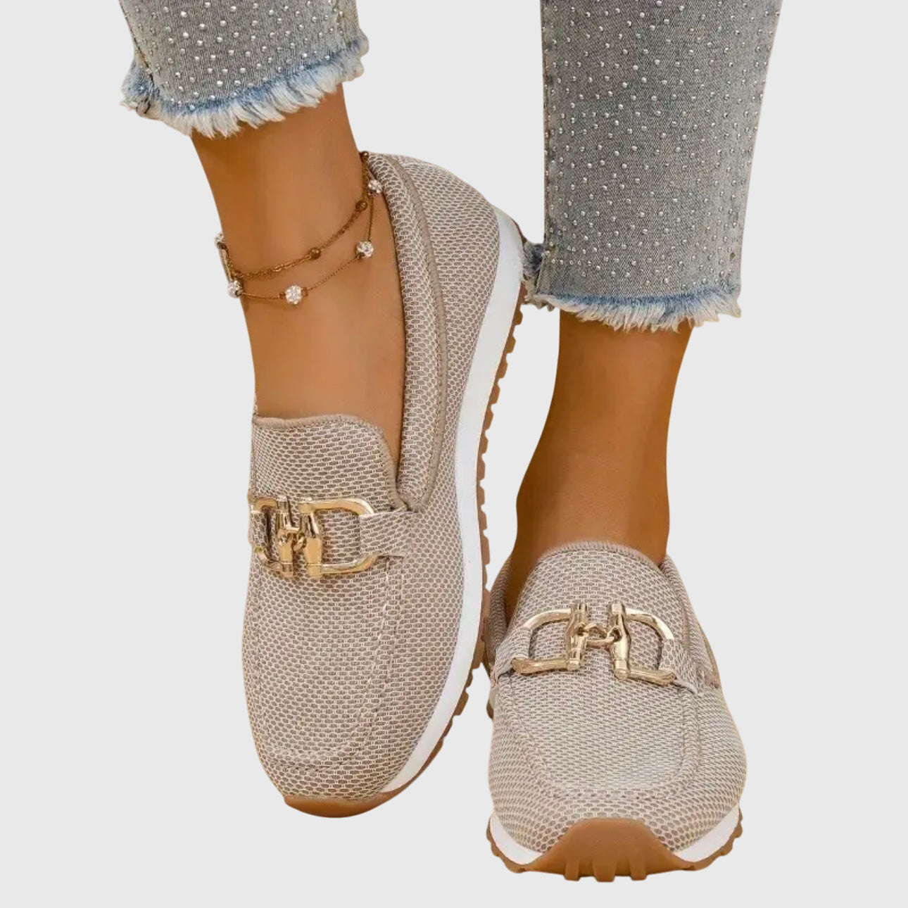 Scarpe da passeggio da donna in mesh traspirante, mocassini ortopedici slip-on con morsetto a cavallo