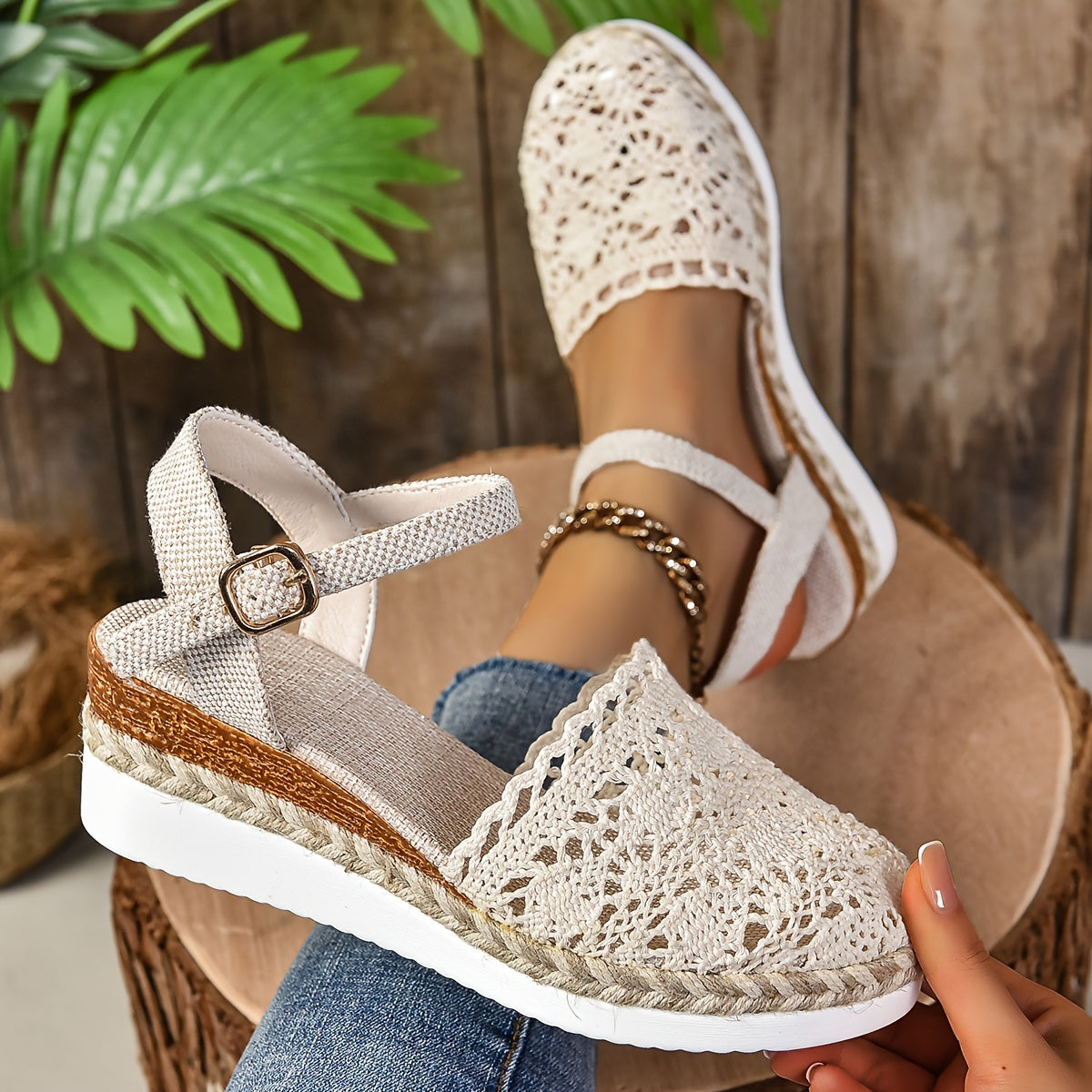 Women's Orthopedic Sandals Crochet Ankle Strap Platform Shoes