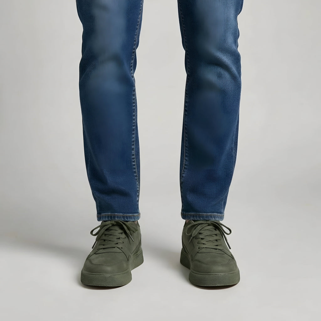 Zapatillas casuales para hombre de cuero sintético con cordones, cómodas para caminar
