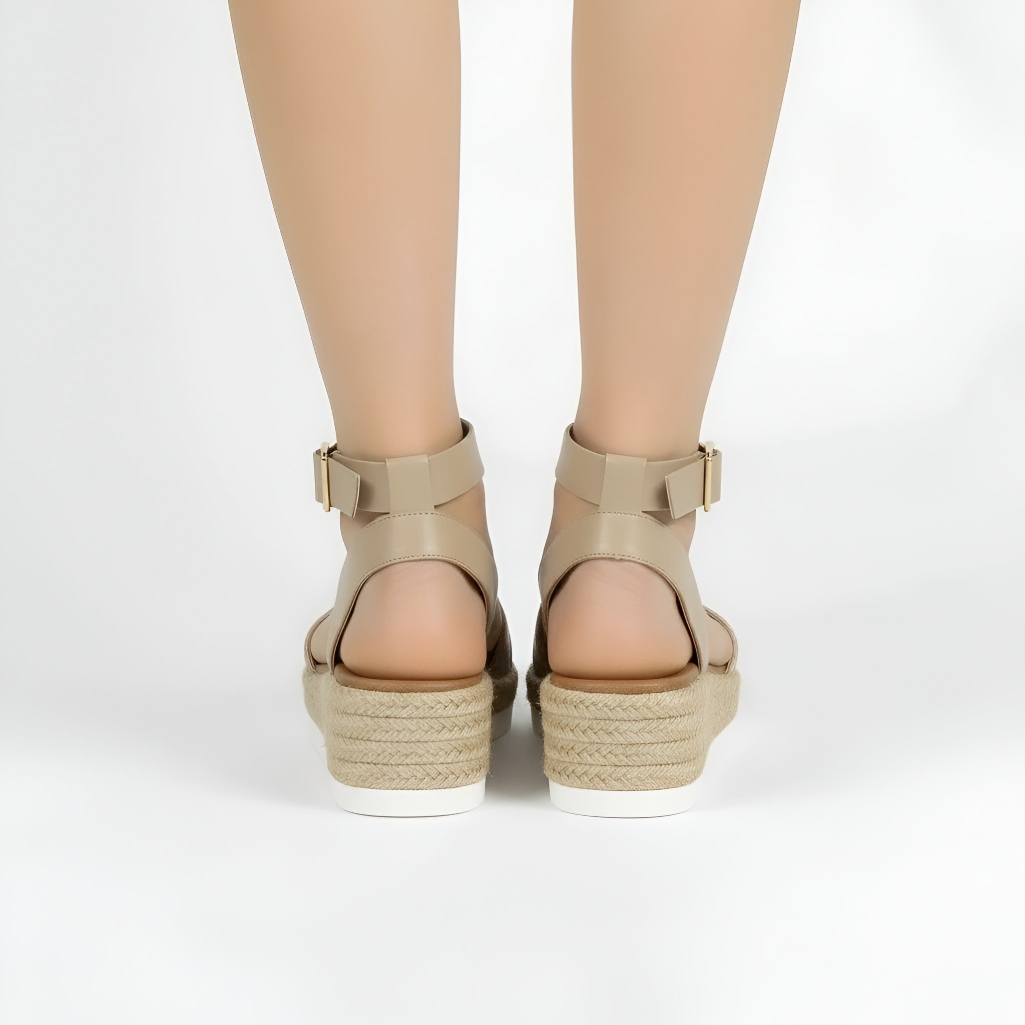 Sandales plates pour femmes à bride cheville, bout ouvert, chaussures décontractées avec semelle ergonomique