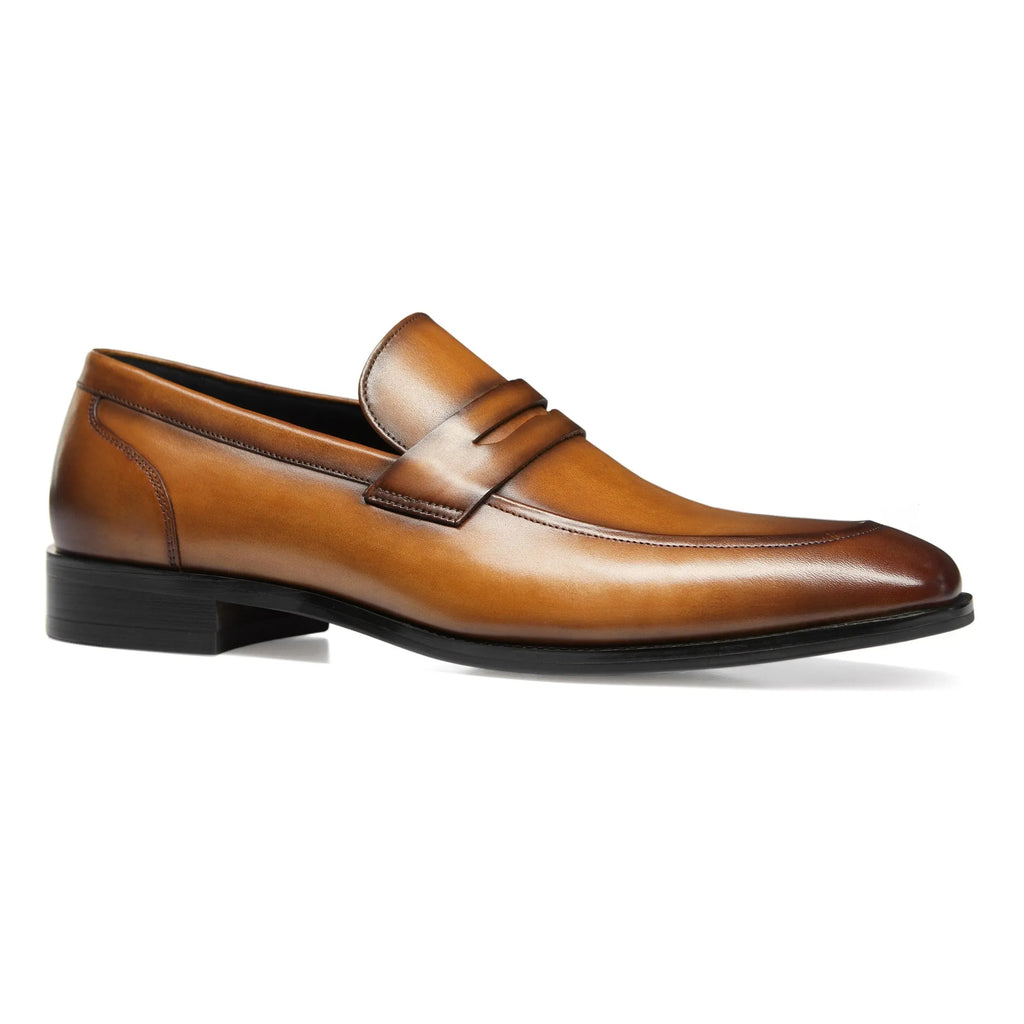 Mocassins pour hommes en cuir véritable avec design sans lacets et finition polie