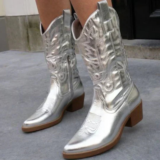 Women's Orthopedic Cowboy Boots – Cushioned Footbed, Side Zip Entry