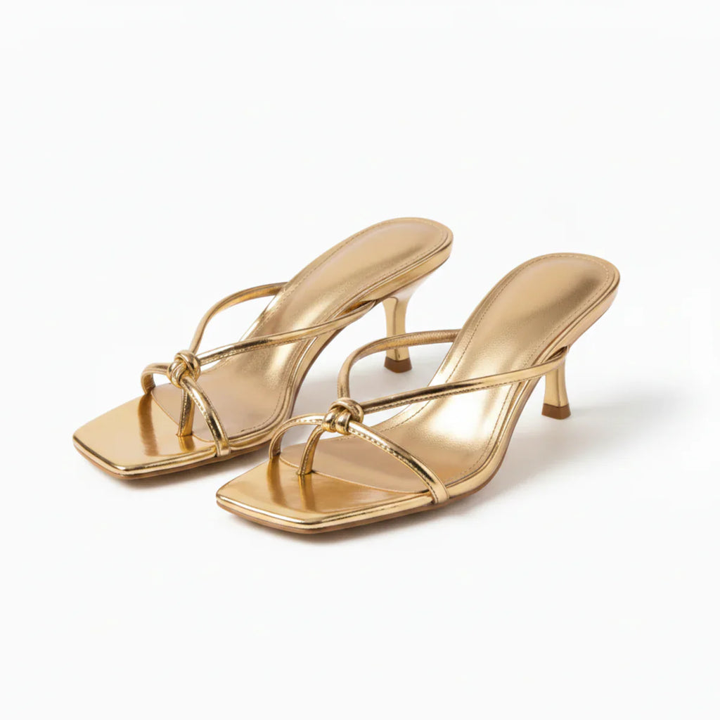 Women's Orthopedic Heeled Sandals Elegant Knot Strap Dress Shoes