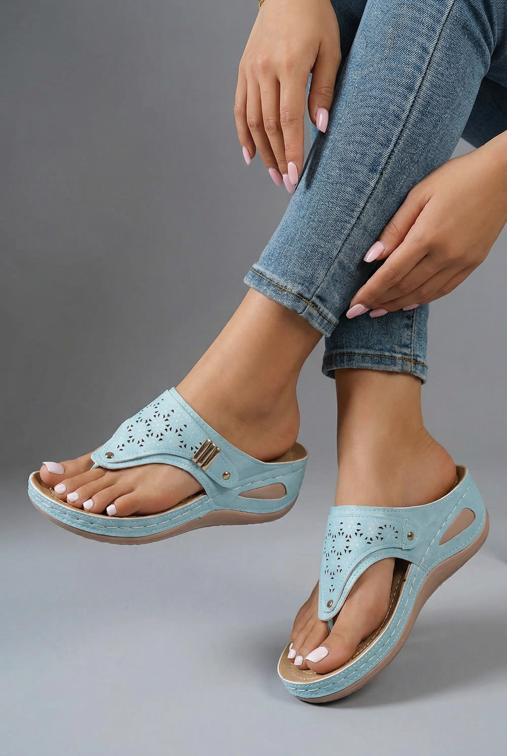 Tongs orthopédiques pour femmes avec soutien de la voûte plantaire, sandales confortables à bout ouvert