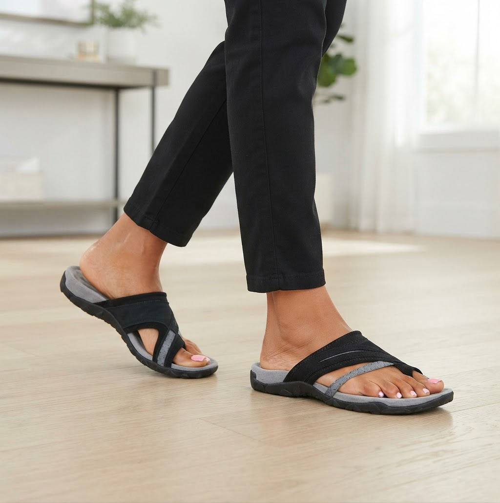 Damers ortopediska promenadtofflor med ergonomisk fotbädd och stöd för fotvalv