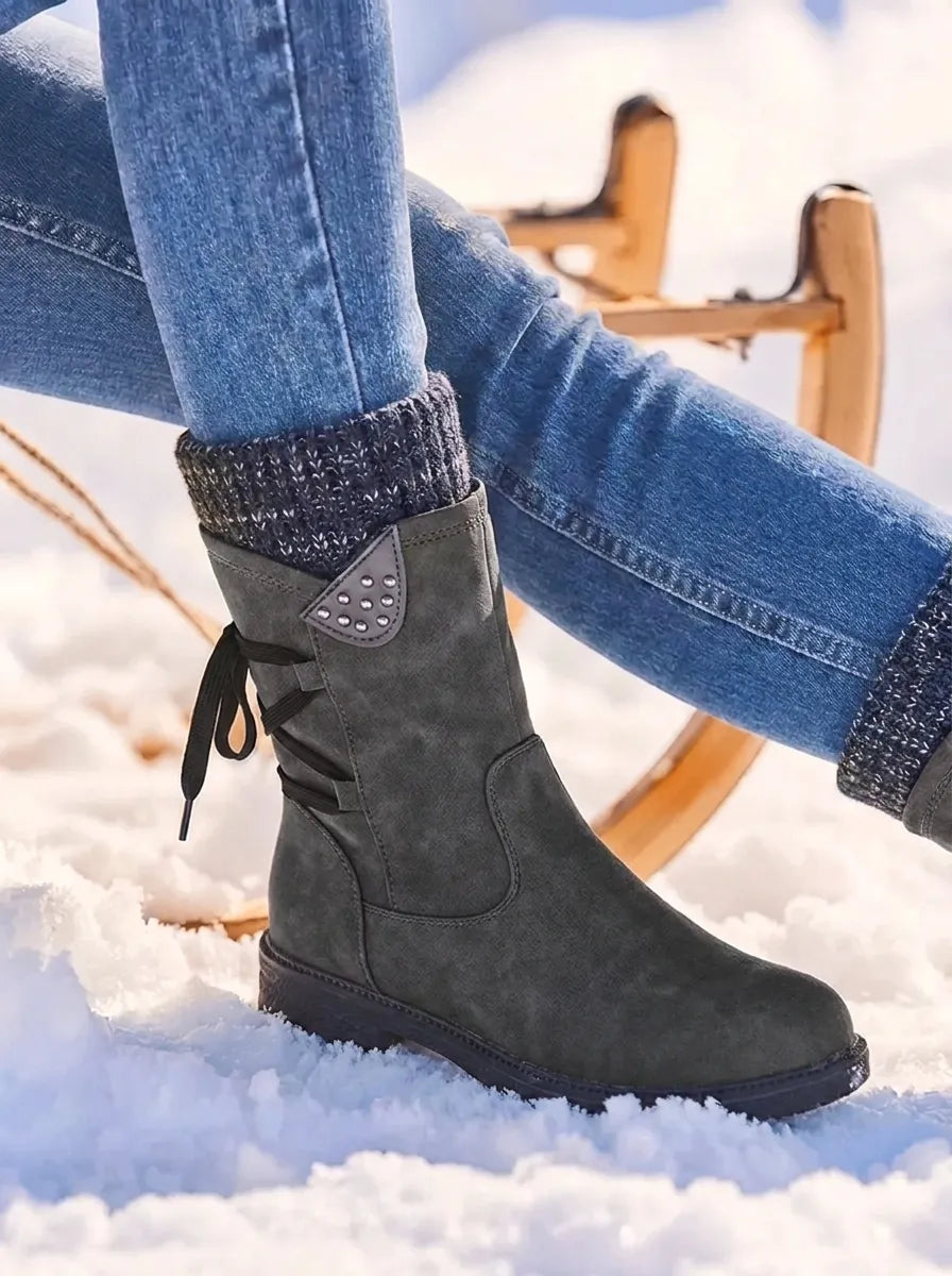 Women’s Arch Support Waterproof Mid Calf Boots – Shock Absorbing Sole, Zip Entry