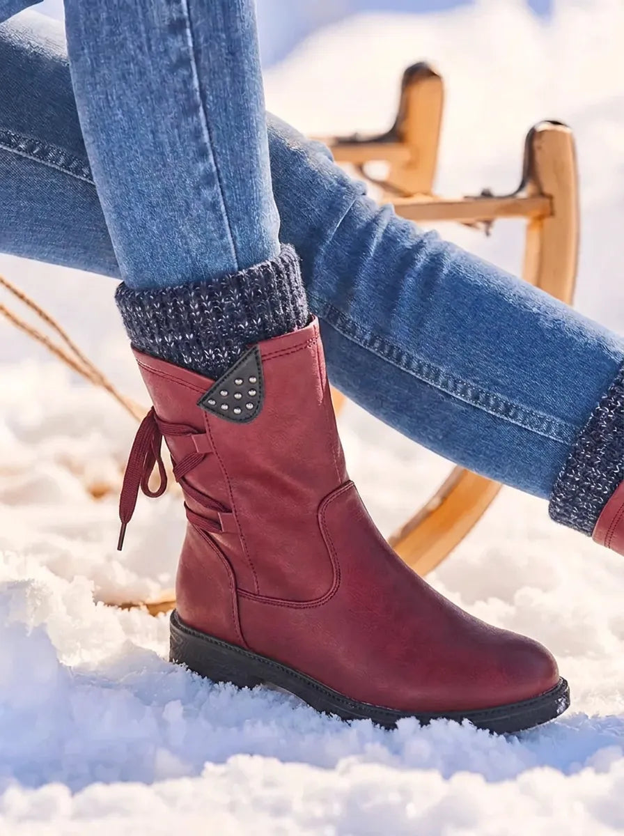 Women’s Arch Support Waterproof Mid Calf Boots – Shock Absorbing Sole, Zip Entry