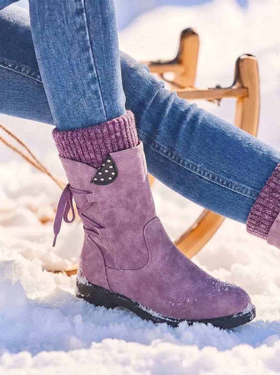 Women’s Arch Support Waterproof Mid Calf Boots – Shock Absorbing Sole, Zip Entry