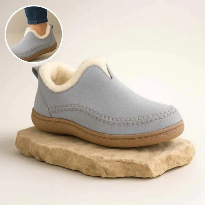 Ortopædiske slip-on-sko til kvinder – fodseng med svangstøtte, varmeisolerende fleecefor