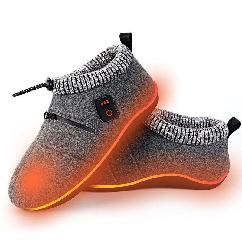 Unisex Heated Rechargeable Slippers – 3 Temperature Levels, Zipper Battery Pocket