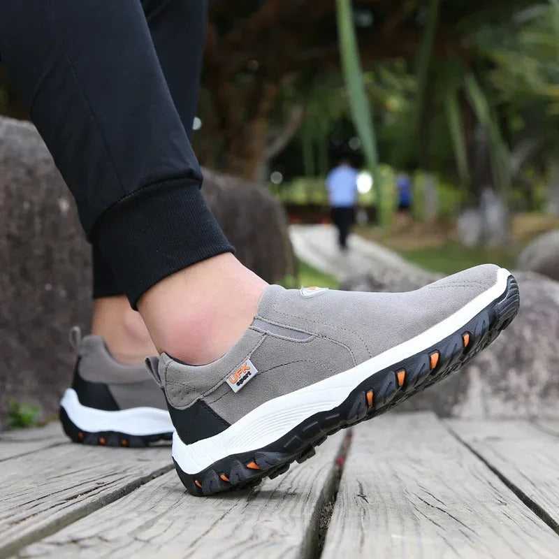 Zapatos ortopédicos de senderismo para hombre, mocasines de lona sin cordones con soporte para el arco