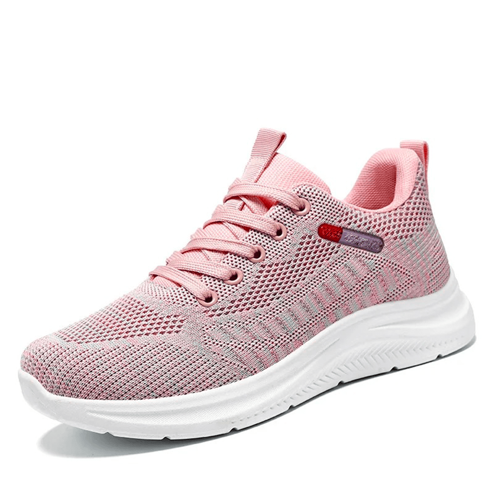 Women's Lightweight Flying Knit Sneakers Breathable Mesh Walking Shoes with Soft Sole