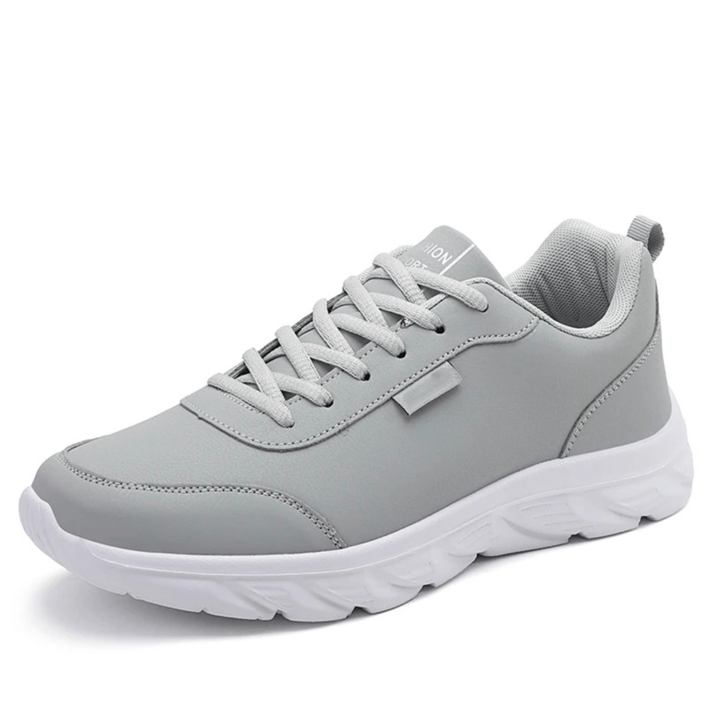 Men's Waterproof Casual Sneakers with Thick Cushioned Sole and Lace-Up Closure