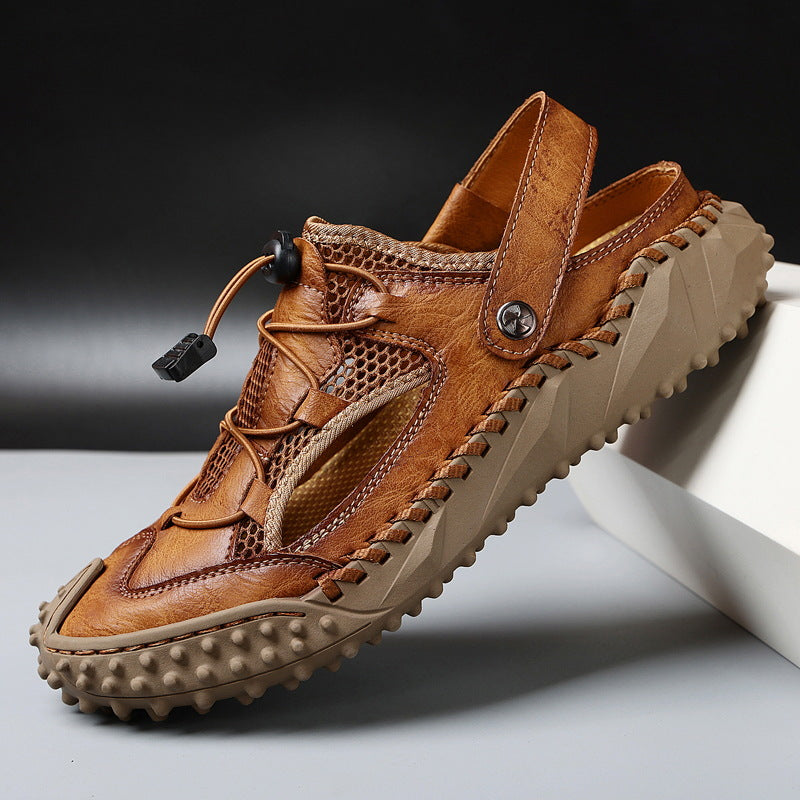 Men's Closed Toe Sandals Drawcord Lace Slingback Beach Shoes