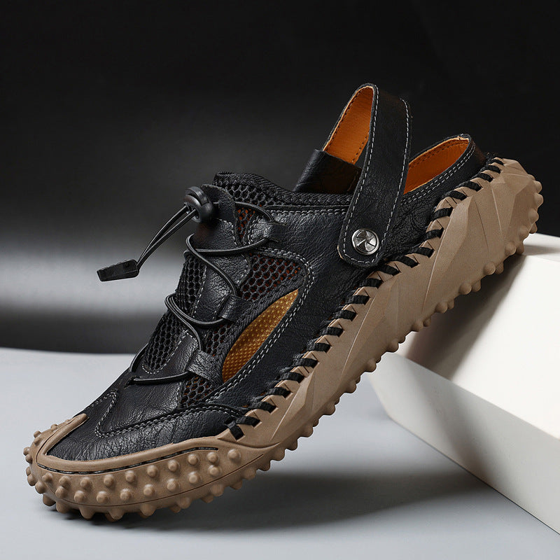 Herresandaler med lukket tå, snøre og slingback til stranden