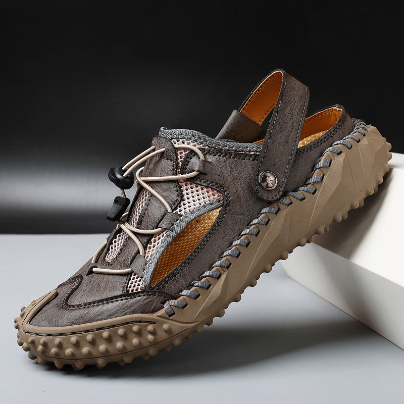 Men's Closed Toe Sandals Drawcord Lace Slingback Beach Shoes