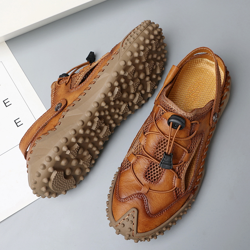 Herresandaler med lukket tå, snøre og slingback til stranden