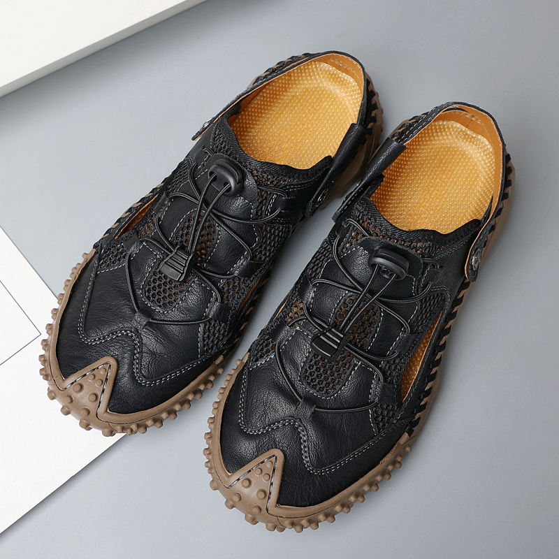 Herresandaler med lukket tå, snøre og slingback til stranden