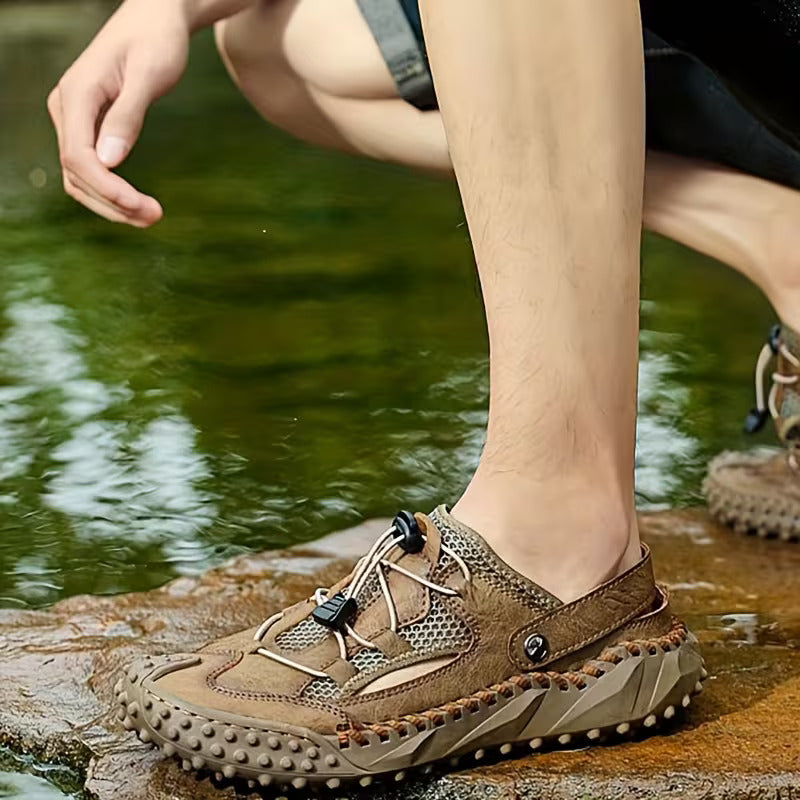 Men's Closed Toe Sandals Drawcord Lace Slingback Beach Shoes